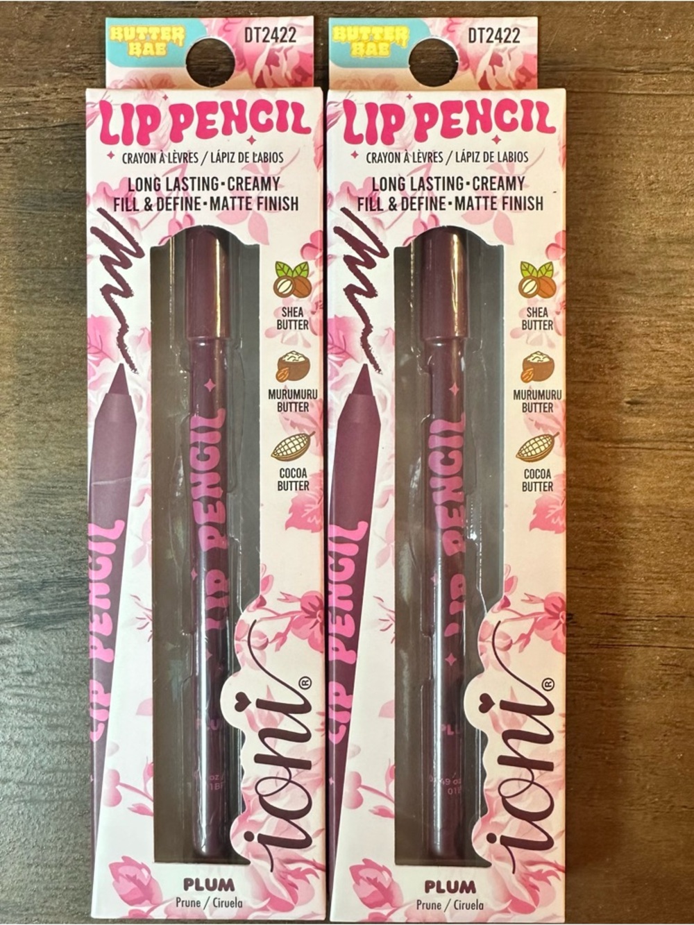 Ioni Butter Bae Lip Pencil Plum 2 Pc Fill & Define, Long Lasting, Creamy BNIB